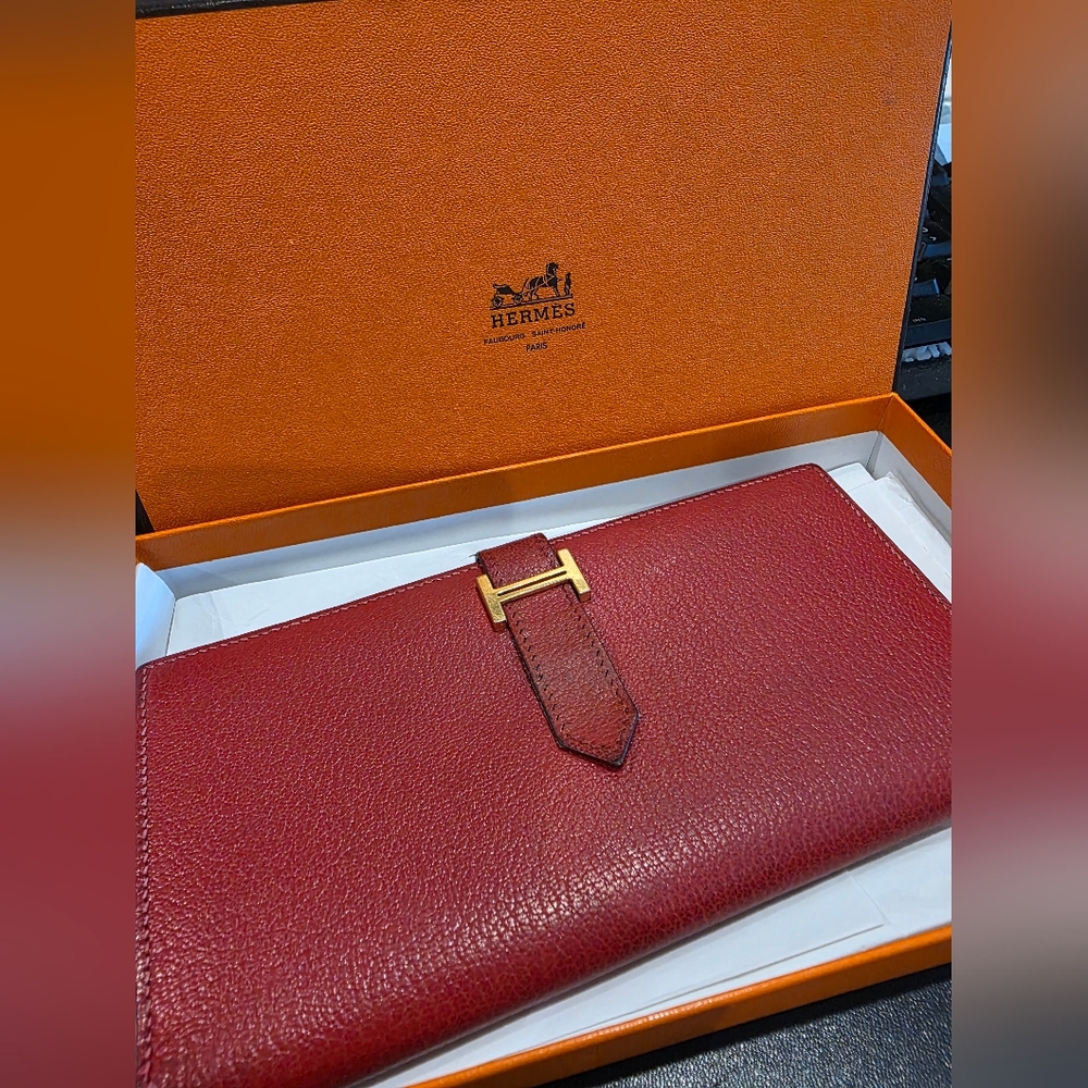 Hermès Red Leather Wallet With Hermes Box - LUXURY & Beautiful!
